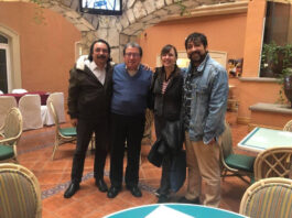 (De Izquierda a derecha) Dr. Abel Hernández, Mtro. Esteban Cortés, Obed Arango y Dra. Holly Link, en la Universidad de Guanajuato 2018