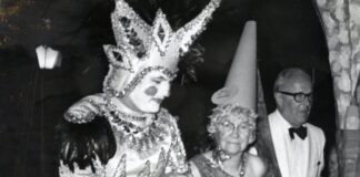 The 1969 Ball included Louise Corkan in costume as a Well-Fed Leprechaun.