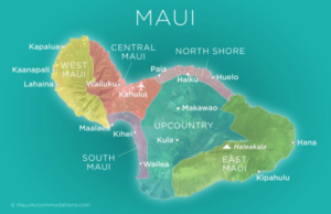 Los fuertes vientos y la sequía provocaron los incendios de Maui, no hay pruebas de que fueran intencionados Mapa de Maui, lugar donde sucedieron incendios recientemente.