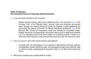 ¿Es mi negocio esencial o no? Preguntas frecuentes Código NAICS sobre negocios no esenciales