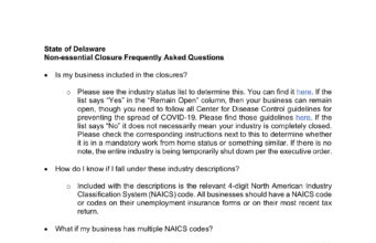 ¿Es mi negocio esencial o no? Preguntas frecuentes Código NAICS sobre negocios no esenciales
