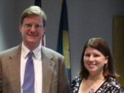 Mr. Go-Glass awarded Outstanding Outreach Award by Delaware Department of Highway Safety Tom Huff accepting Outstanding Outreach Award from Trish Bachman of the Delaware Department of Highway Safety. The award honors companies who make an exception contribution to the goal of reducing traffic fatalities on Delaware roads.