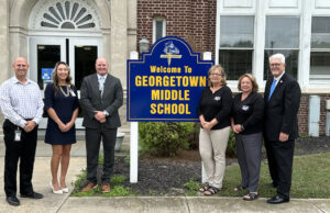 Sussex Tech Adult Education Partners with Indian River School District PHOTO: Matthew Schifano, IR Community Education Coordinator, Dr. Jennifer Lovellette, IR Secondary Multilingual Learner Specialist, Dr. Jay Owens, IR Superintendent, Kim Banks, Sussex Tech Adult Education ABE/GED/ESL Coordinator, Kelly Whaley, Director Sussex Tech Adult Education, and Dr. Kevin Carson, Sussex Tech Superintendent.