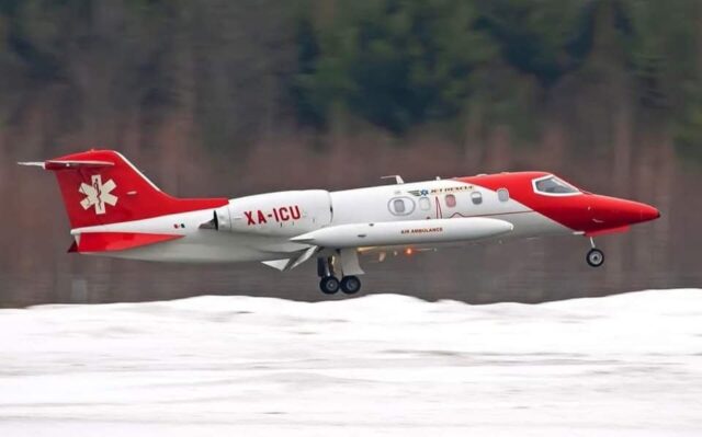 Aeronave Learjet 55 de Jet Rescue Air Ambulance (Foto Cortesía Fb Jet Rescue Air Ambulance)