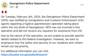 GPD confirma operativo de ICE en Georgetown
