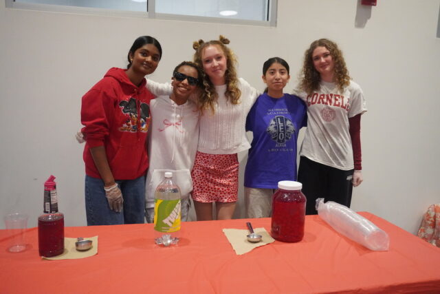 Leo Shirley Temples: Sussex Academy Leo Club members ready to dish out homemade Shirley Temples to raise funds for childhood cancer research are (l-r) Jayani Boopathi, Mackenzie Harmon, Caroline Spicer, Sharon Roblero-Chavez and Gabrielle Yablonski. (Photo Courtesy Sussex Academy).