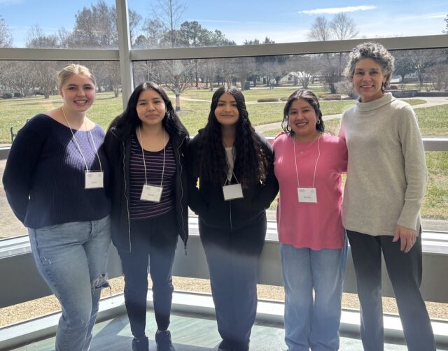 Violet Giordano, Aimee Valezquez-Garcia, Areli Garcia-Quinones, Alondra Lopez-Juarez and Sussex Technical High School science teacher, Michele Thomas (Photo Courtesy Sussex Tech)