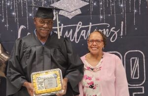 James H. Groves Adult HS held 61st Annual Commencement at Sussex Technical HS Medford Freshwater (69 year-old graduate) and wife Star Freshwater. (Photo courtesy James H. Groves Adult HS)