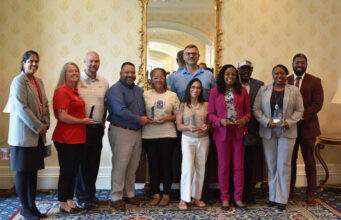 DSB Announces Spring 2025 EDGE Grant Competition Awards Entrepreneur Group Photo – (L to R) Secretary of State Charuni Patibanda-Sanchez, Nicole & Matt McCarville (American Fire Protection), William & Rosa Donato (Harvey Haven Lavender Farms), Jenny and Jeremy McEntire (Bayside Gymnastics), Mbwidiffu Dibal & spouse (The Menopause Clinic), Dierdra Oretade-Branch (Introspection Counseling) and Division of Small Business Director CJ Bell