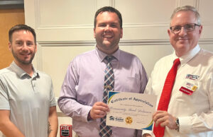 Community Bank Delaware Supports Habitat’s 34th Anniversary and 200th Home Milestone with Generous Donation SC Habitat for Community Director of Development Ricky presenting a Certificate of Appreciation. Pictured from left to right are: Tyler Stetz, Business Development Manager of Community Bank Delaware, Ricky Pollitt, Director of Development for SCHFH, and Jack Riddle, President of Community Bank Delaware. (Photo courtesy SC Habitat for Humanity).