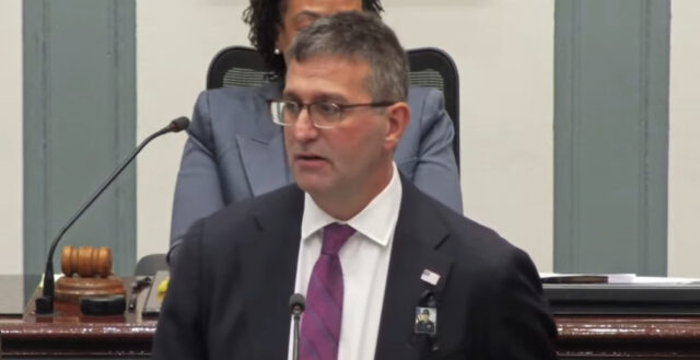 Gov. Matt Meyer at the State of the State Address (Photo from the State of the State video courtesy Gov Office)