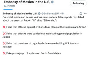 Aclaraciones oficiales de las autoridades mexicanas a propósito de la situación actual en México