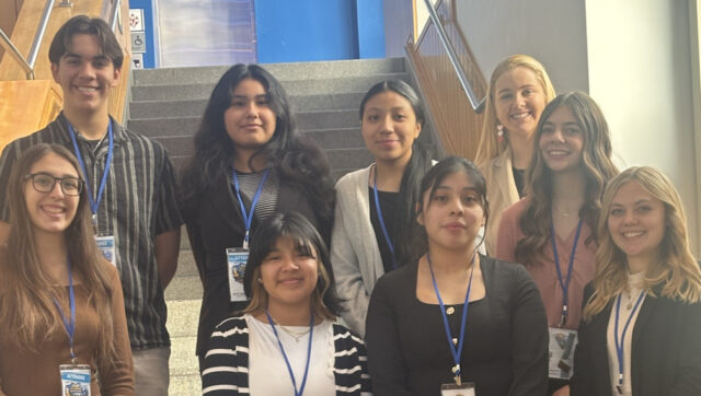 Top left to right: Octavio Castellanos, April Vazquez Hernandez, Sarai Velazquez-Puac, Early Childhood Teacher Academy Technologies Teacher, Darian Mitchell Bottom left to right: Ava Cooper, Juliana Calderon, Diana Lopez- Juarez, Gabriella Gianacoplis, Zoe Gianacoplis