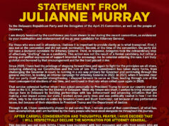 Murray declines the nomination for Attorney General/Murray rechaza la nominación de fiscal general Image courtesy Murray for DE