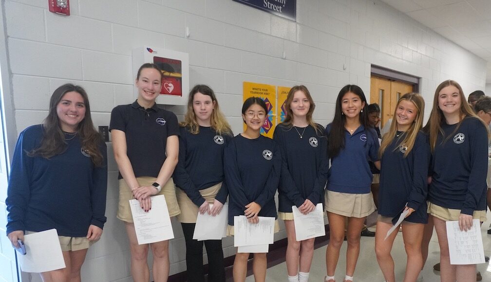 Sussex Academy student ambassadors (l-r) Bella Crisci, Veronika Musina, Makayla Proudfoot, Anna Liang, Lisa Drury, Dalila Lopez Perez, Olivia Dickerson and Brielle Hubbs guide tours for families whose children have been invited to enroll in the public charter school via the annual lottery process. Sussex Academy student ambassadors (l-r) Bella Crisci, Veronika Musina, Makayla Proudfoot, Anna Liang, Lisa Drury, Dalila Lopez Perez, Olivia Dickerson and Brielle Hubbs guide tours for families whose children have been invited to enroll in the public charter school via the annual lottery process.