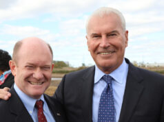 Passing of former Wilmington Mayor Mike Purzycki (L-R) Sen Coons and Fmr. Mayor of Wilmington Mike Purzycki