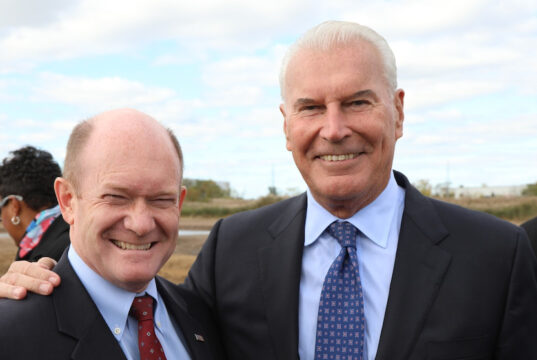 Passing of former Wilmington Mayor Mike Purzycki (L-R) Sen Coons and Fmr. Mayor of Wilmington Mike Purzycki