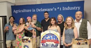 Governor Matt Meyer, Agriculture Secretary Don Clifton honor America 250 Farms at Delaware State Fair Hill Island: S.R. Smith III, Lea Hutchins and family join Delaware Gov. Matt Meyer, Lt. Gov. Kyle Evans Gay and Agriculture Secretary Don Clifton during Thursday’s event. (Photo courtesy DDA)