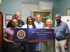 La Red HC launches the new Harry K Foundation pantry at its Georgetown location Cutline for the photo Pablo McCallister, Zachary Kellerman, Lisa Gibbs, Rachel Hersh, Laura Annan Glascoe, Michael Glascoe (Photo courtesy La Red)