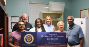 La Red HC launches the new Harry K Foundation pantry at its Georgetown location Cutline for the photo Pablo McCallister, Zachary Kellerman, Lisa Gibbs, Rachel Hersh, Laura Annan Glascoe, Michael Glascoe (Photo courtesy La Red)