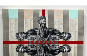 New exhibit at Delaware Art Museum: “Living Indigenous” Photo 7 – 7 Coins For 7 Generations, 2025. Leonard Durham Harmon (born 1983). Acrylic oxidize copper shavings paper on wood panel 27 x 22 x 2 inches. Delaware Art Museum, Copeland Memorial Fund, 2026. Copyright Leonard Harmon Fine Art.