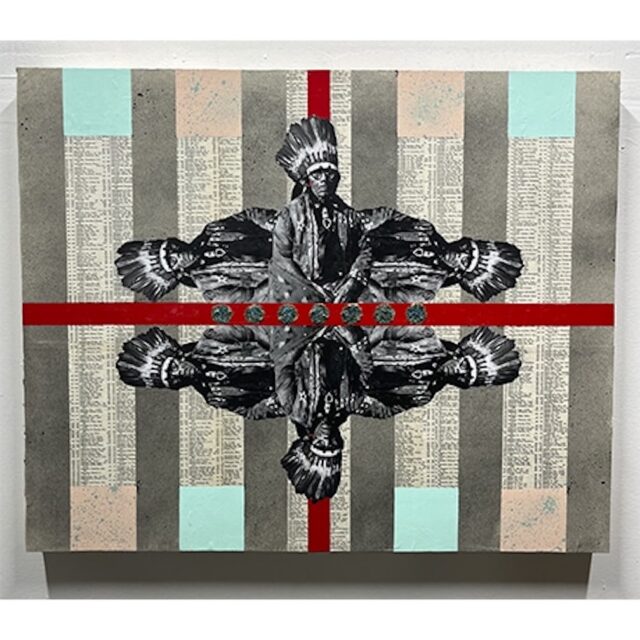 Photo 7 – 7 Coins For 7 Generations, 2025. Leonard Durham Harmon (born 1983). Acrylic oxidize copper shavings paper on wood panel 27 x 22 x 2 inches. Delaware Art Museum, Copeland Memorial Fund, 2026. Copyright Leonard Harmon Fine Art.